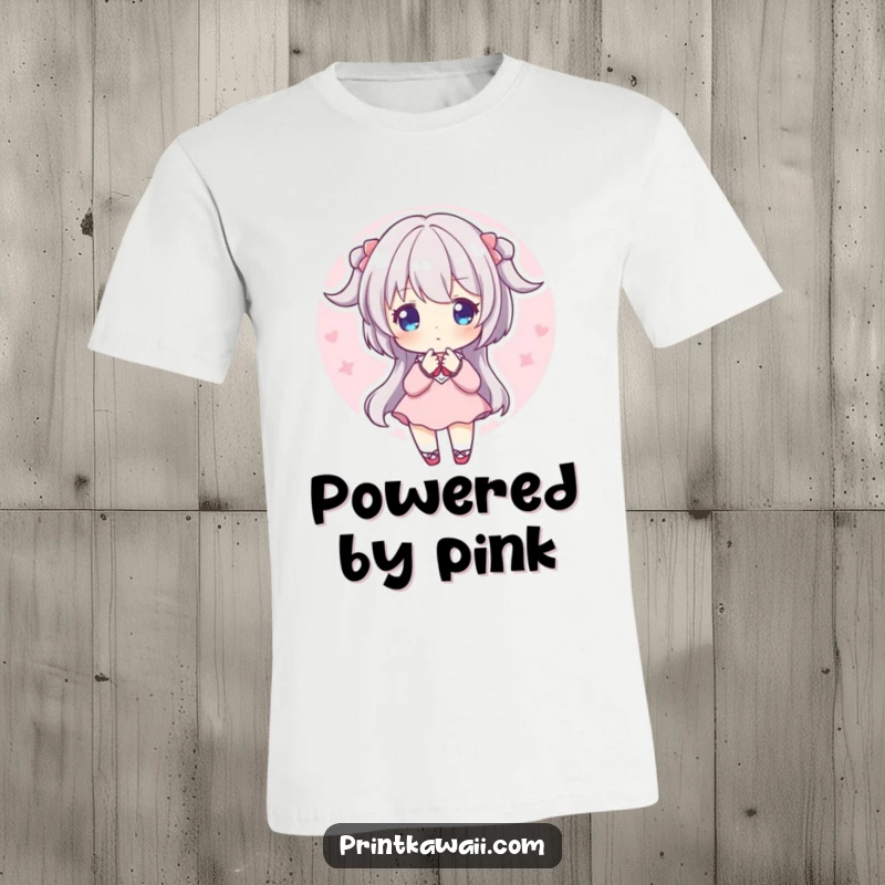 Funny T-Shirt: A character in a calm, sweet pose, surrounded by a vibrant, soft pink aura.