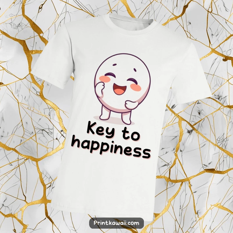 Funny round key character t-shirt, playfully attempting to unlock a giggle, a great funny gift.