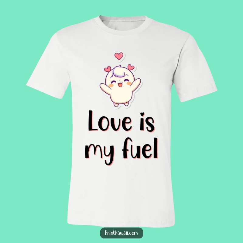 Funny Uplifting T-Shirt: Cute Character's Heart-Fueled Float - Hilarious Gift Apparel