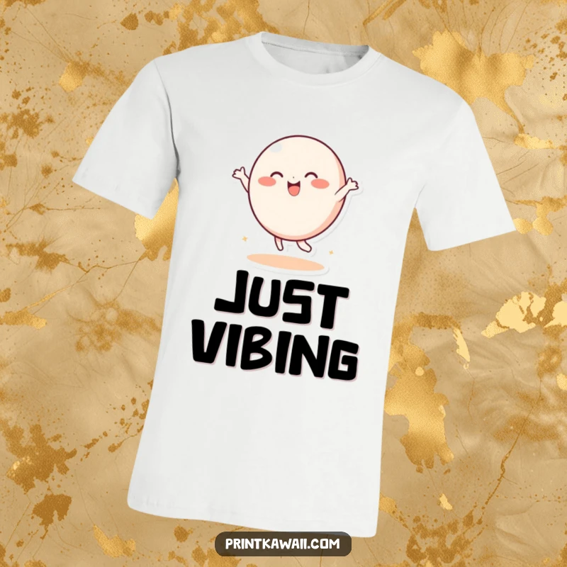 Funny T-Shirt: A playful, round character joyfully dances with boundless energy, conveying pure, unadulterated happiness.