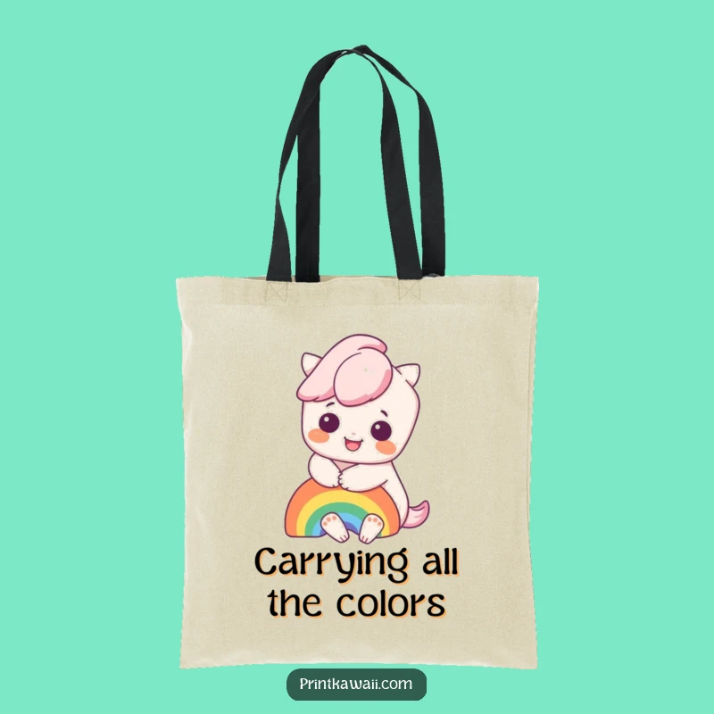 Funny Kawaii Rainbow Hug Tote Bag: Carry Your Joy