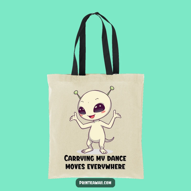 Funny Alien Dance Tote Bag: Quirky Sci-Fi Character Accessory, Handy Humorous Gift