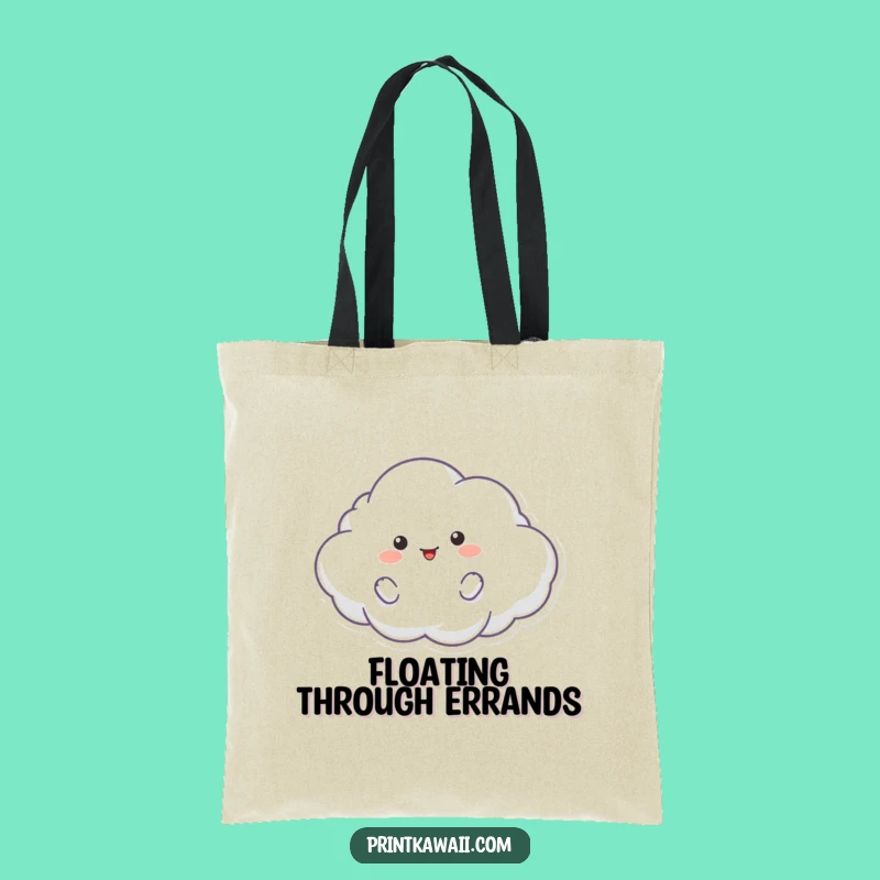 Funny Cloud Tote Bag - Playful Character Carry-All, Eco-Friendly Gift