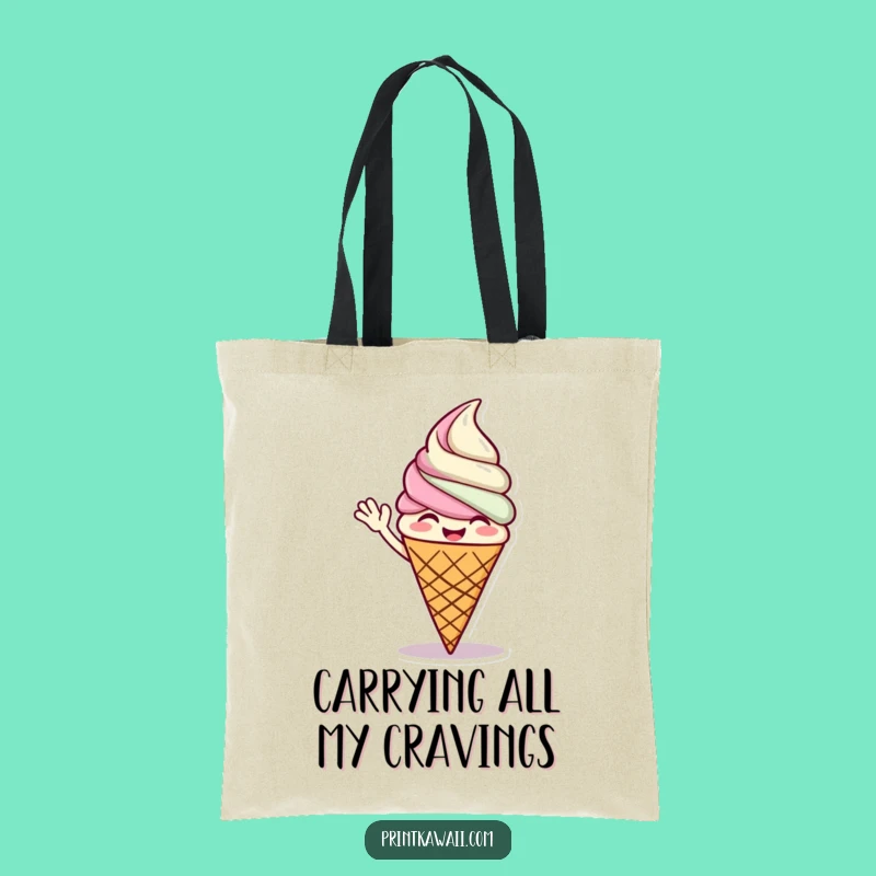 Funny Ice Cream Tote Bag: Giggling Cone, Sweet Carry-All Gift