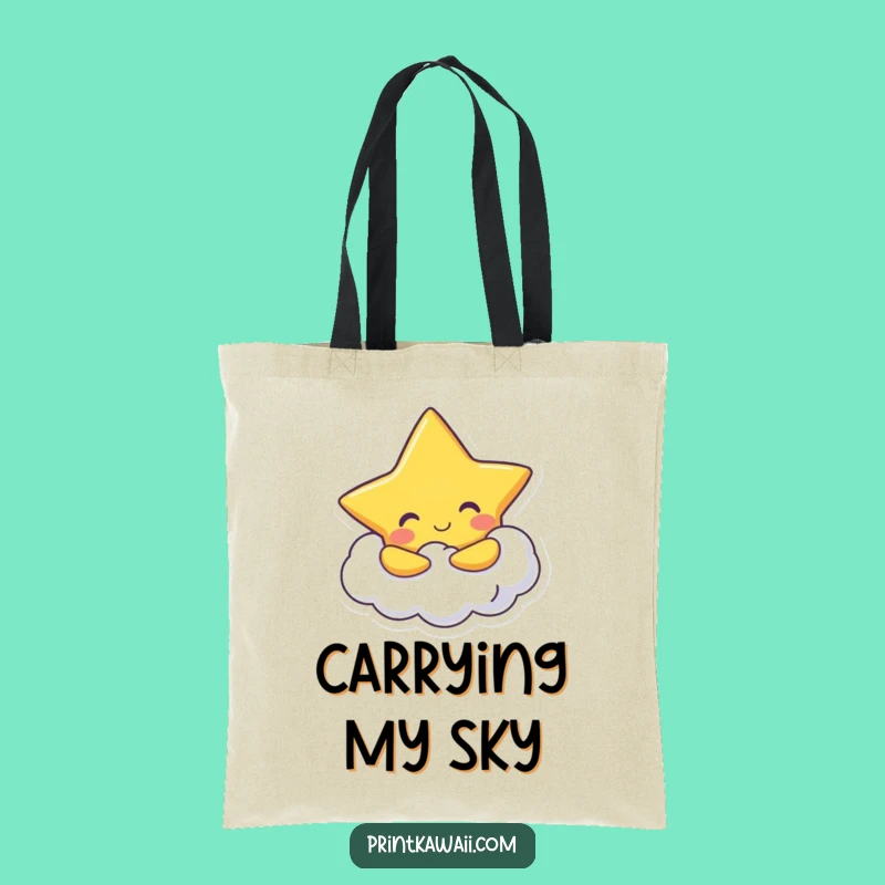 Funny Star Hugging Cloud Tote Bag: Carry Your Dreams with You!