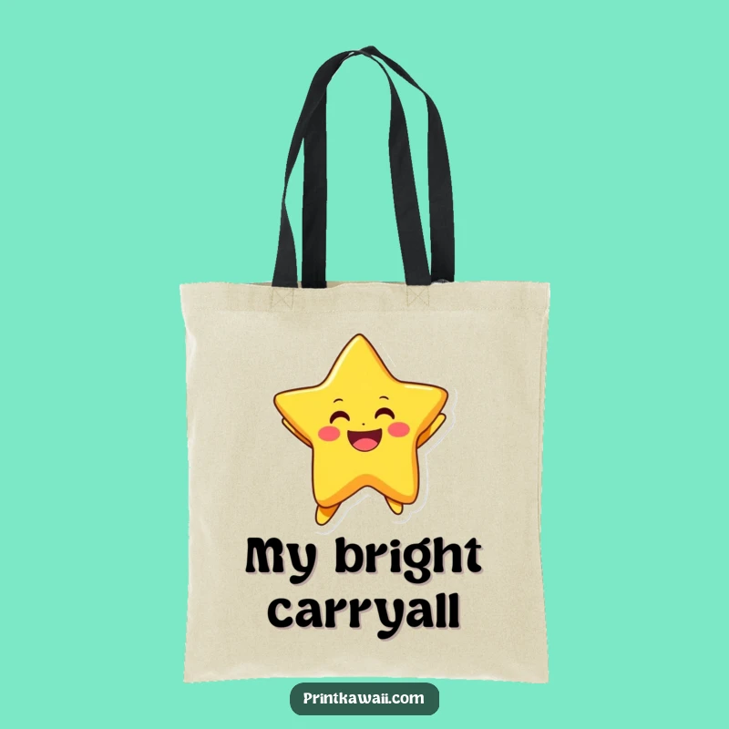 Funny Star Tote Bag: Joyful Jumping Character for Cheerful Errands