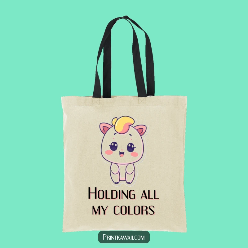 Funny Rainbow Tote Bag: Surprised Smile, Vibrant & Practical Gift