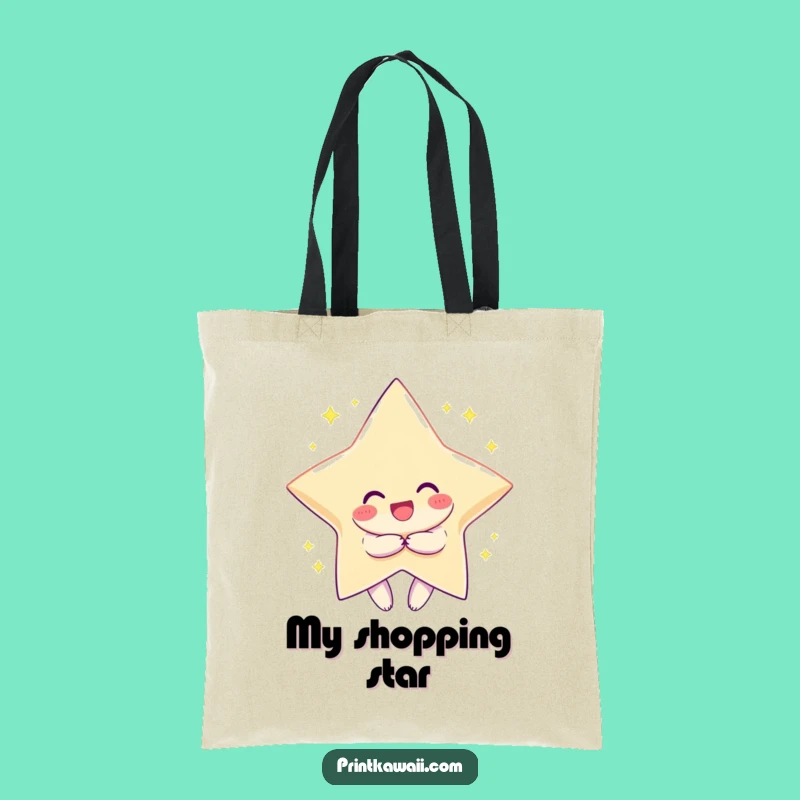 Funny Star Tote Bag: Smiling Character's Cosmic Hug - Spacious Funny Gift Bag